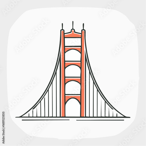 Art Deco Golden Gate Bridge Minimalist Vector Icon