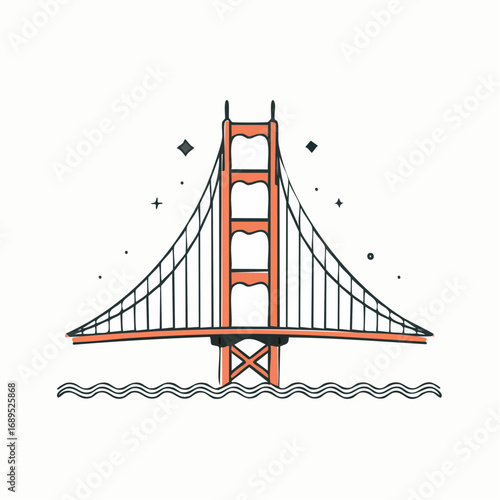 Golden Gate Bridge Simple Illustration of Firefly A simple vector emblem