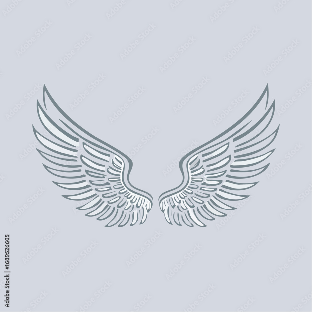 Obraz premium Firefly Graceful Flight - Vector Illustration of Symmetrical Angel Wings, continuous single line art design 