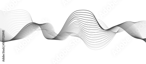 Abstract gray wave lines vector on white background flowing curve pattern for modern minimalist design technology business presentation poster and graphic projects.