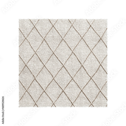Cream Diamond Pattern Textured Rug, Close-up Texture