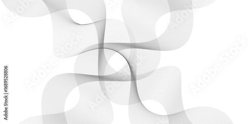 Abstract gray wave lines vector on white background flowing curve pattern for modern minimalist design technology business presentation poster and graphic projects.