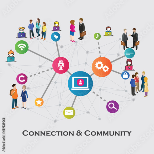 
Illustration showing people connecting through technology, teamwork, and social interaction, highlighting community building, networking, and digital collaboration (SHOTLISTUGC).