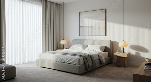 Modern Bedroom with Natural Light and Minimalist Decor.