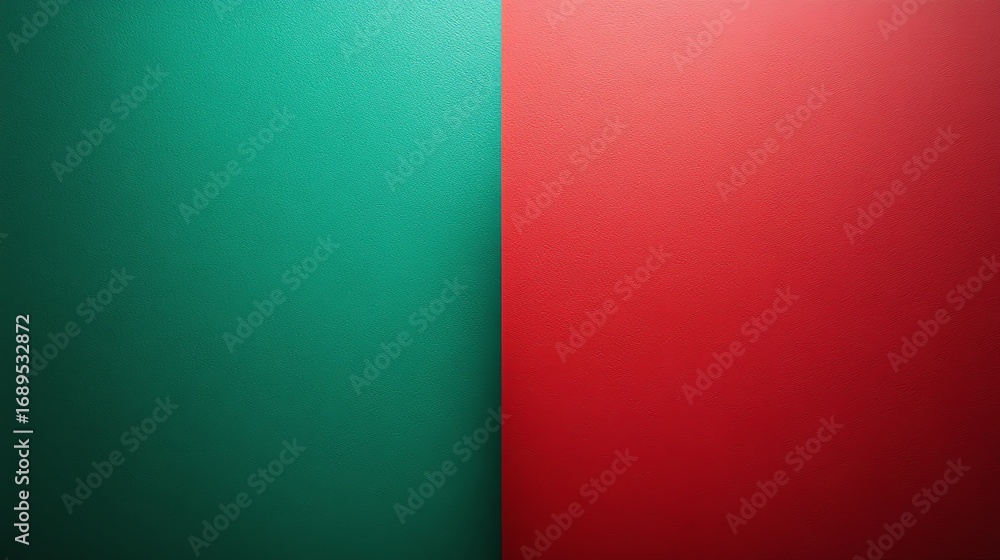 Fototapeta premium Vibrant green and red color split image.