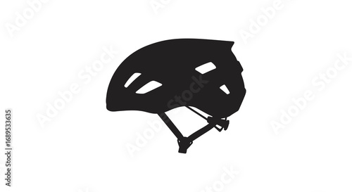 a black silhouette of a bicycle helmet with straps