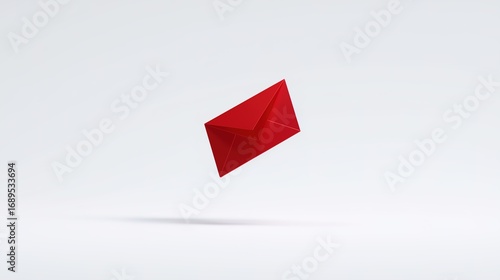 Free Download Stylized red envelope suspended in clean white space with subtle 3D depth and soft lighting. - GFXLoad