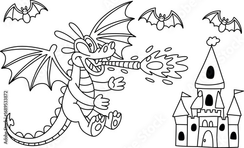 Outline of Viking Longship Illustration for Coloring and Educational Purposes