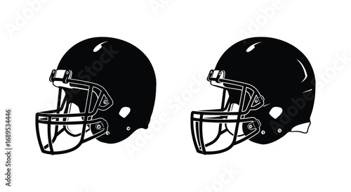 football helmets side by side showing protective gear