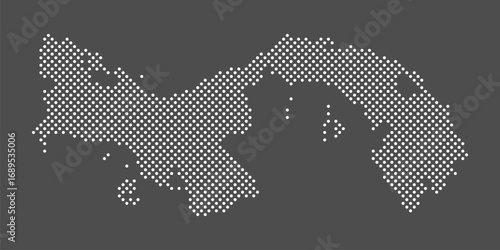 Panama map dot on gray background.  Dotted map Republic of Panama. Vector eps 10.
