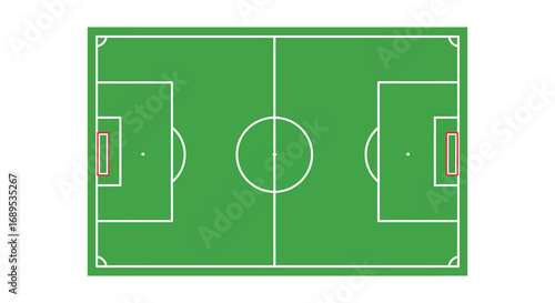 a soccer field layout with clear markings and goals