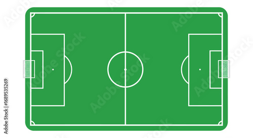a soccer field layout with clear markings and goals