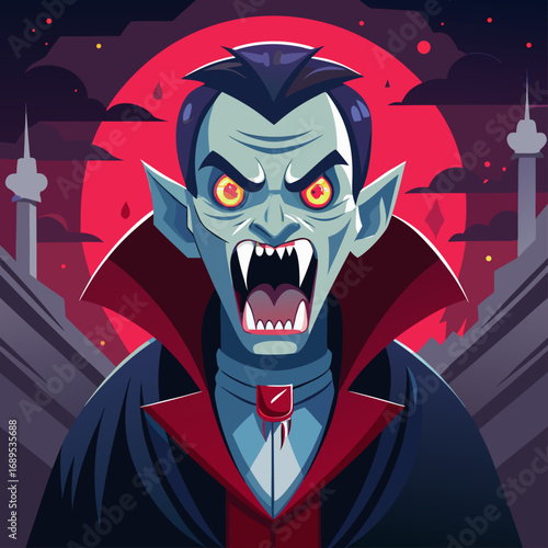 halloween vampire with a skull