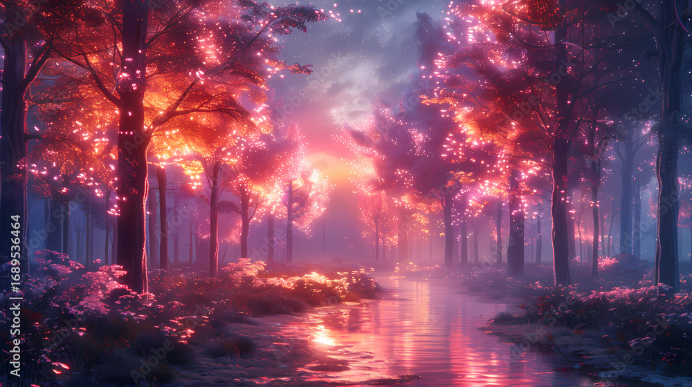 Fototapeta premium night scene with trees