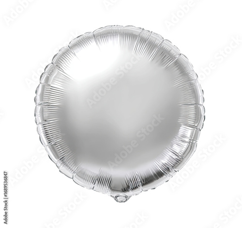 Round, metallic silver balloon