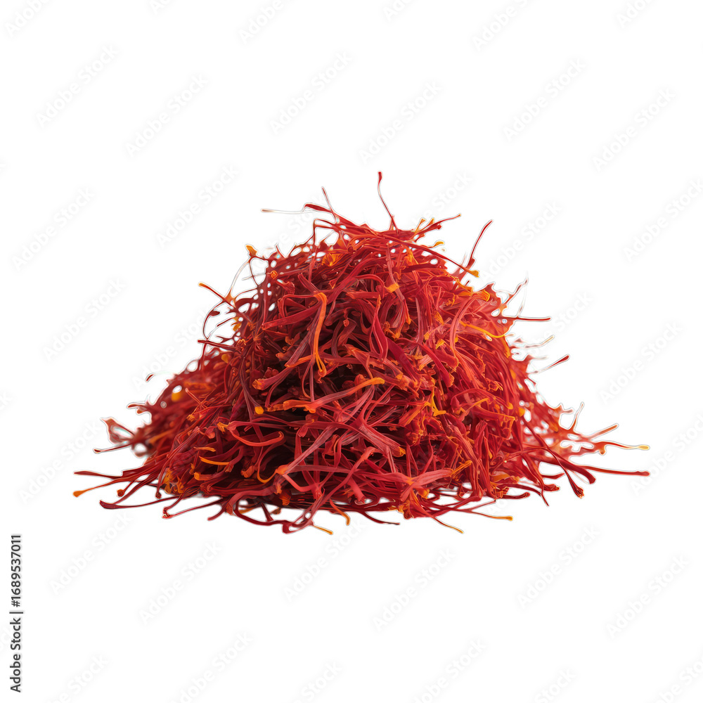 Naklejka premium Vibrant red saffron threads spice dried
