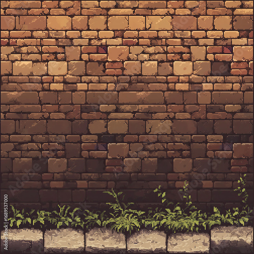 Retro Video Game Wall or Floor Element, Pixel Art Gaming Backdrop
