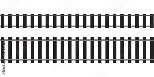 Railway Line, Rails Symbol, Train Tracks Sign, Railroad Pictogram, Railway Track Silhouette. eps 10 illustration