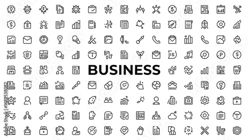 Business Icons Collection With Text finance technology