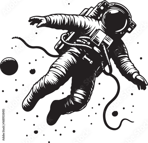 Astronaut Floating In Outer Space Amidst Stars and Celestial Bodies Exploring the Cosmos