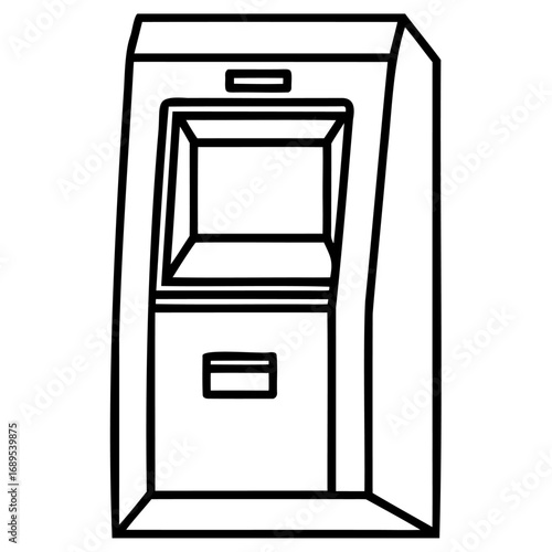 Black and white line drawing of atm machine