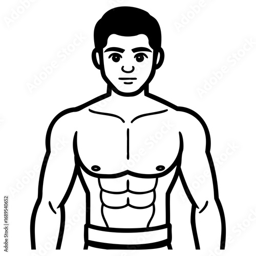 Muscular man with sixpack abs and fit physique