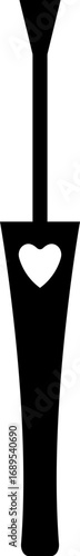 Nail polish brush icon in black flat silhouette outline style, beauty cosmetic applicator group collection for manicure and pedicure, minimal vector illustration design