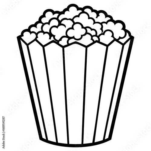 Cartoon popcorn bucket line art drawing