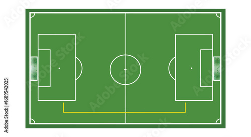 a soccer field layout with clear markings and goals