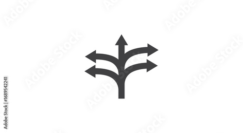 a simple black icon depicting multiple directional arrows