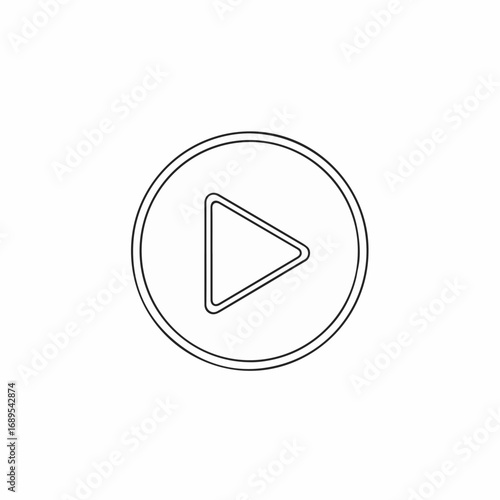 Play button icon in a simple outline style for website or app. Simple play button icon is a perfect graphic element for modern digital interfaces.
