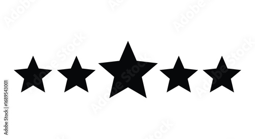 five stars aligned horizontally with one star larger than others
