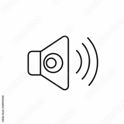 Sound icon indicates audio volume with minimalist outline, sound icon used in user interface and multimedia. Sound icon enhances online media, apps or websites with linear design.