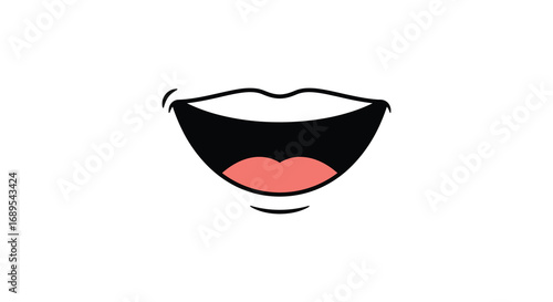 a joyful cartoon mouth with wide open smile showing tongue
