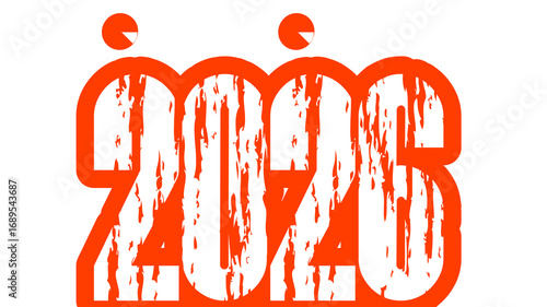 2026 , happy New Year, transparent background with red and white typography 