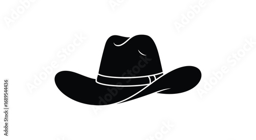 a classic black silhouette of a cowboy hat with wide brim