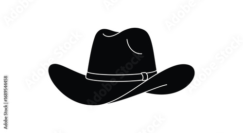 a classic black silhouette of a cowboy hat with wide brim