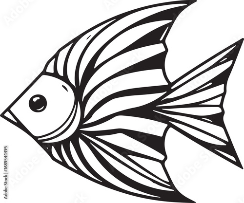Elegant Angelfish Silhouette Illustration for Marine Life Enthusiasts