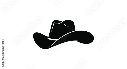a classic black silhouette of a cowboy hat on white background