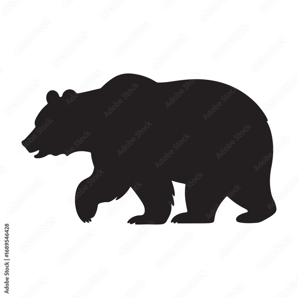 Obraz premium Silhouette of bear walking in side profile simple design