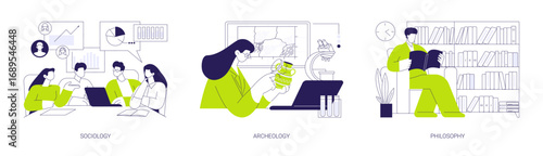 Sociocultural science isolated cartoon vector illustrations se