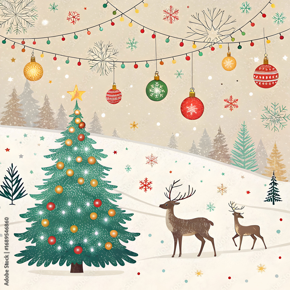 Naklejka premium Merry christmas wallpaper design