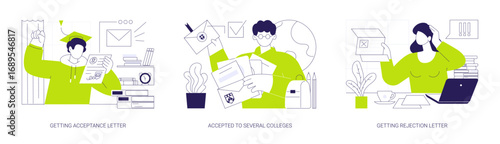 College admission isolated cartoon vector illustrations se