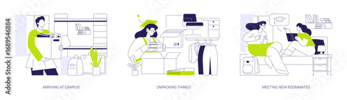 Arriving to campus isolated cartoon vector illustrations se