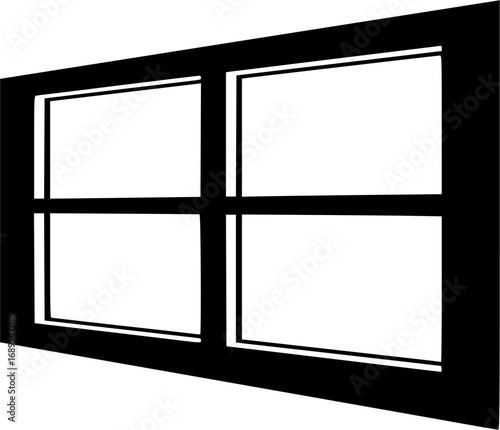 Simple black silhouette of a four pane window vector illustration