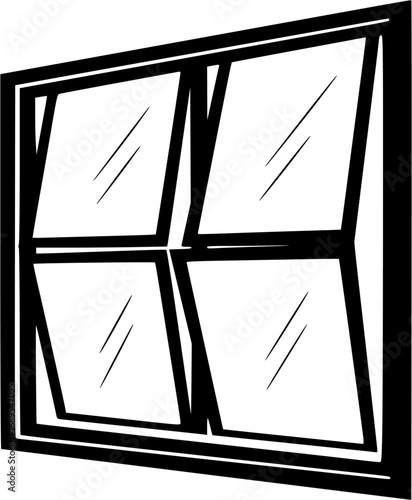 Simple black silhouette of a four pane window vector illustration
