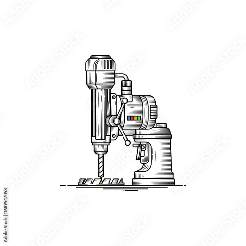 Drill machine icon logo flat vector design
