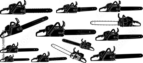 Chainsaw set silhouette vector illustration