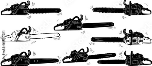 Chainsaw set silhouette vector illustration
