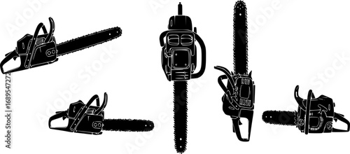 Chainsaw set silhouette vector illustration